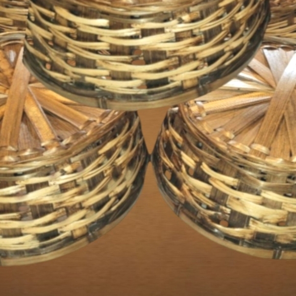 LOT OF 5 VINTAGE BAMBOO WOVEN BASKETS STORAGE 10.5" - Picture 4 of 4